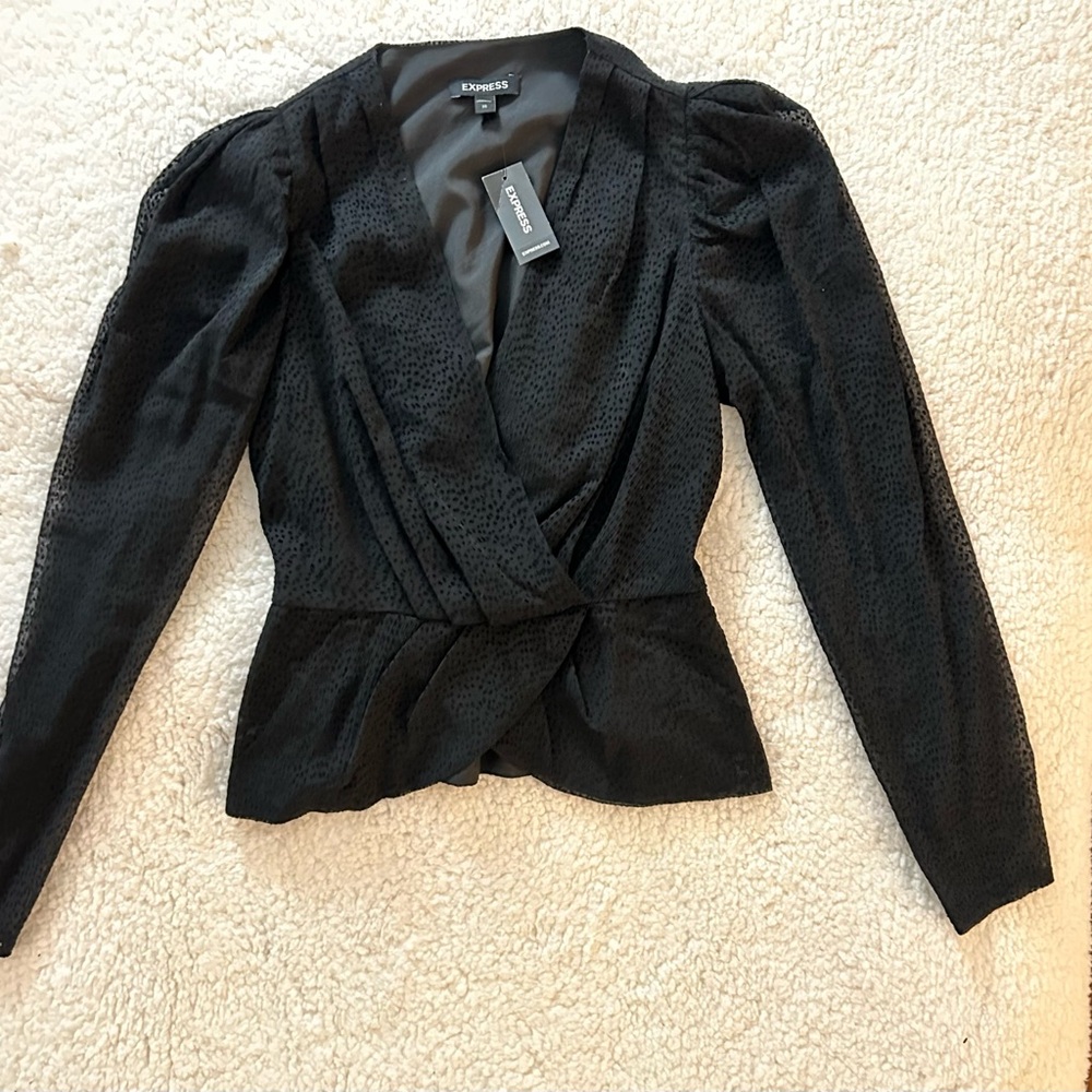 Express Black Textured Blouse